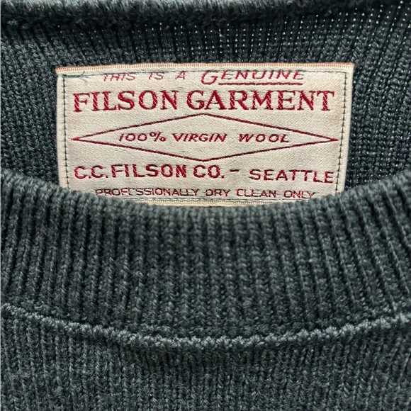 Filson Men's Dark Gray Crewneck Guide Sweater XL - Picture 3 of 7